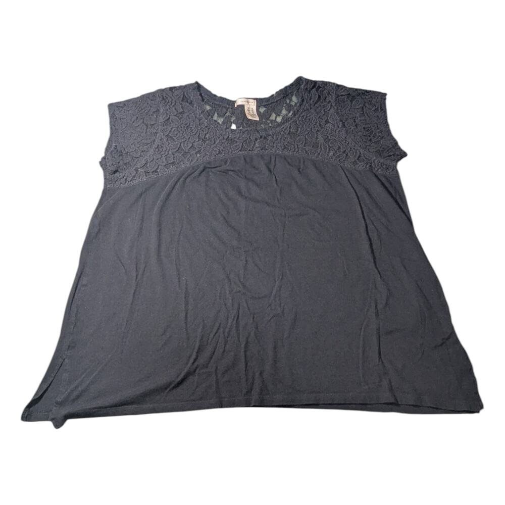 DKNY Jeans Shirt-Top Size XL Black Top Lace Style Upper